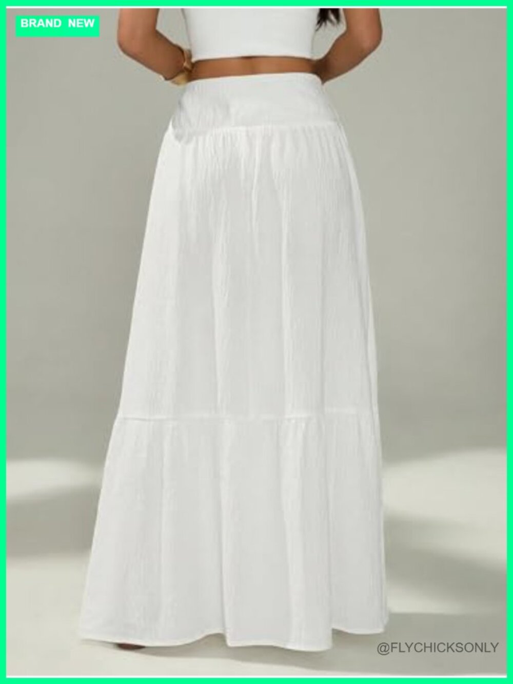 Women's High Waist Ruffle Hem Maxi Skirt Split Thigh Beach Long